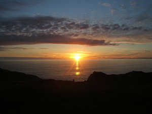 Sunset at Cailleach, looking out to sea behind Crumble